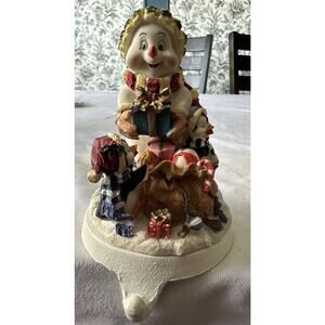Vintage Christmas Snowman Shaped Stocking Holder For Shelf